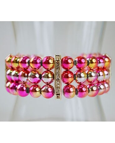 Multi Colored Pink & Gold Beads Wristlet