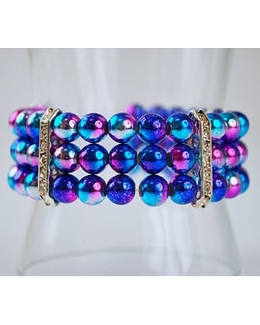 Pink & Blue Multi Colored Beads Wristlet