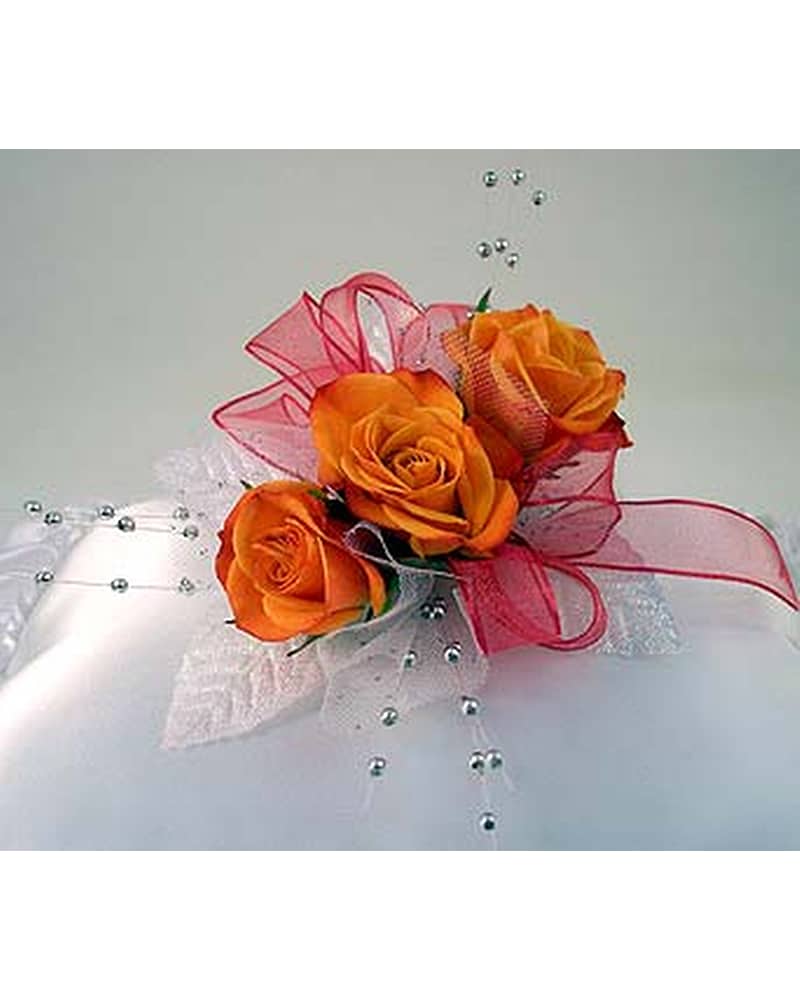 Three Sweet Heart Rose Corsage - Orange in Indianapolis IN