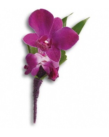 Perfect Purple Orchid Boutonniere