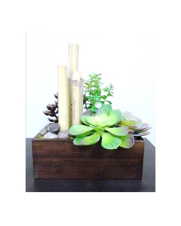 Bamboo & Faux Succulent Planter