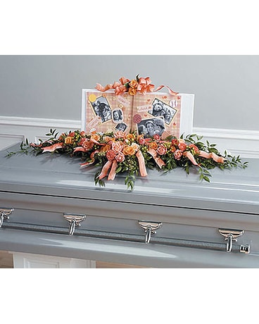 SCRAPBOOPKING THEMED CASKET SPRAY