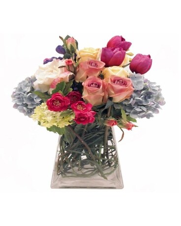 Silk Pink & Blue Flowers