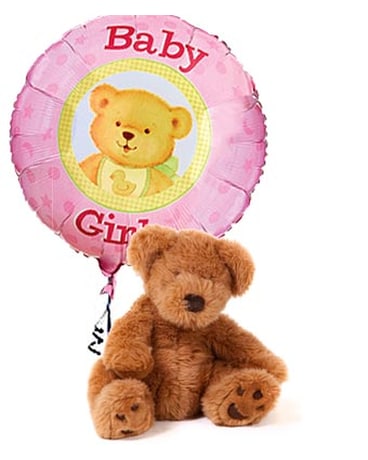 Bear with Baby Girl Mylar