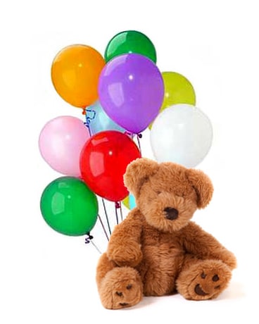 Bear with Latex Balloon Bouquet