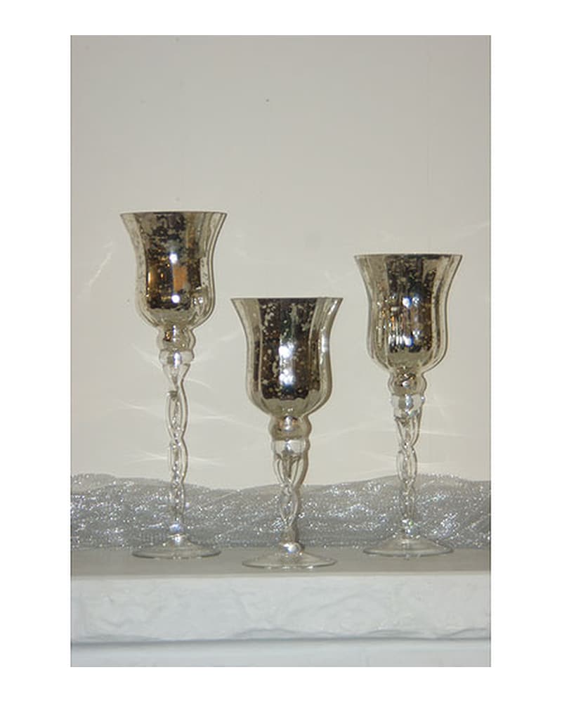 Antique Mercury Hand Blown factory Glass Goblets (2) 1800's