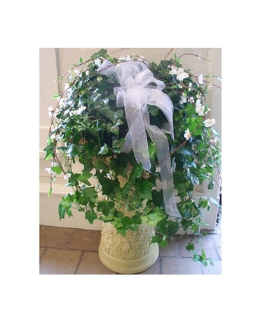 English Ivy Birdbath Flower Arrangement