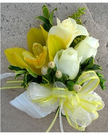 yellow wrist corsage