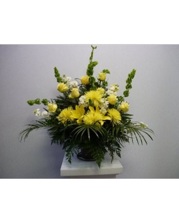 Funeral Basket yellow and White