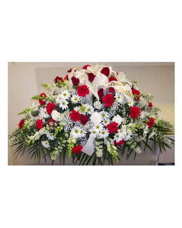 Red & White Casket Spray