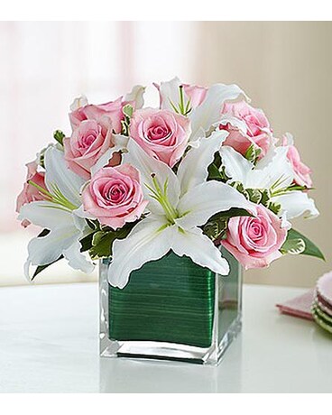 10 Pink Rose & Lily Cube -#MF91116M