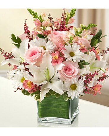 White and Pink Cube Vase