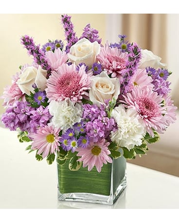 Lavender and White Cube Vase MF95420L