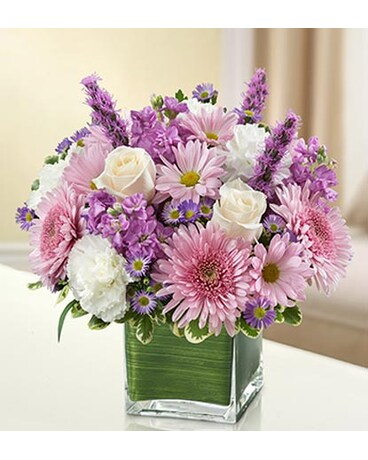 Lavender and White Cube Vase MF95420M