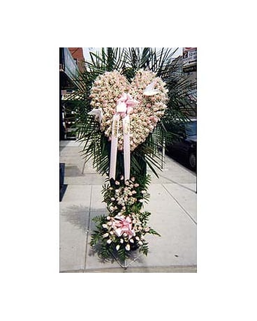 Pink Rose Heart with Baby's Breath