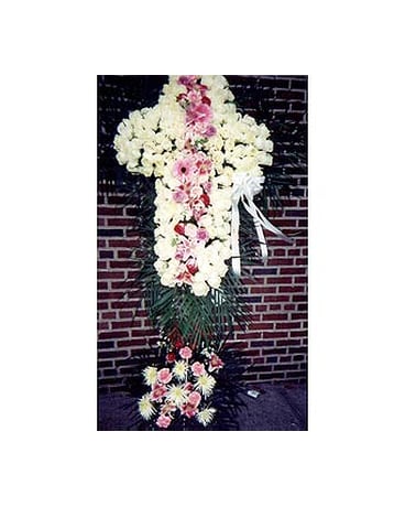 White Rose Cross with Exotics