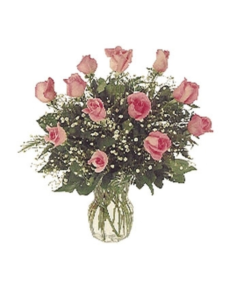 1 Dozen Pink Roses(105V) in Dallas TX - Petals & Stems Florist