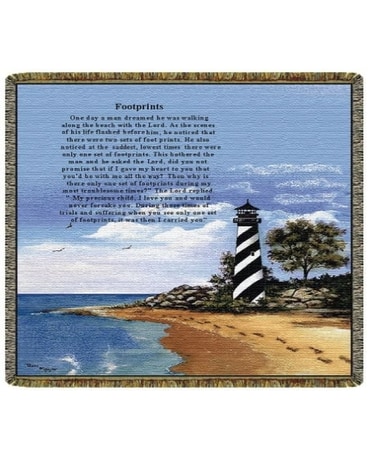 Throw footprints with lighthouse