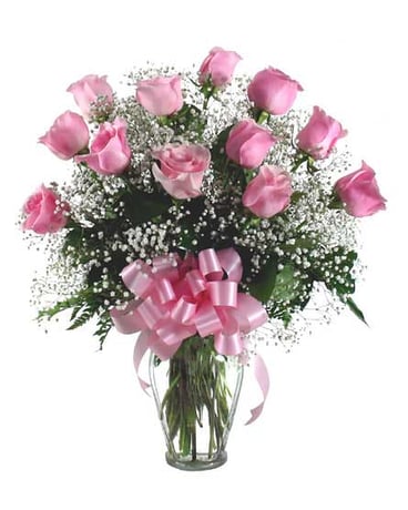 Classic One Dozen Pink Roses