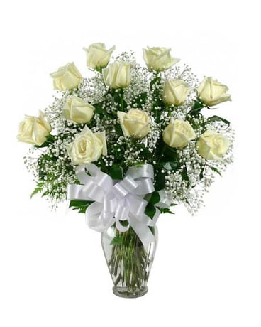 Classic One Dozen White Roses
