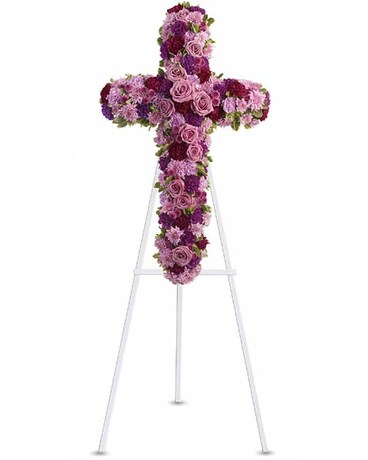 Deepest Faith Standing Cross Flower Arrangement