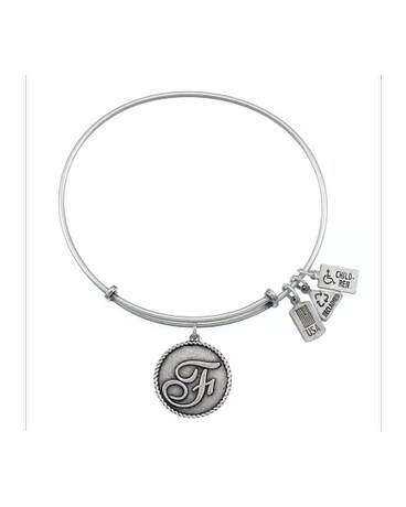 Love Letter 'F' Charm Bangle Silver