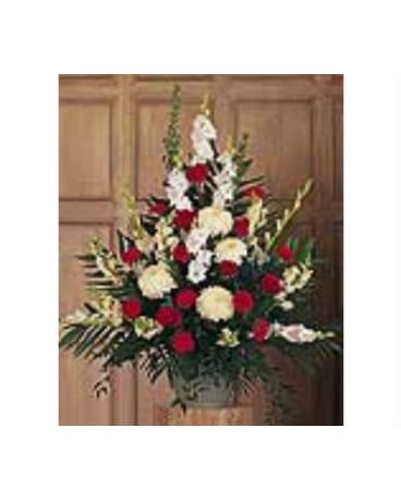 Red & White Condolensces Arrangement
