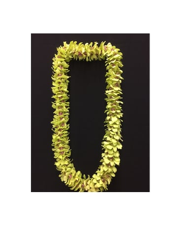 L08 - Double Fancy Orchid Green lei