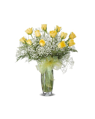 YELLOW DOZEN ROSES ARRANGED Flower Arrangement