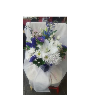 White and Blue Floral Arrangement