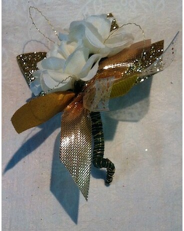 Mini Carnation Boutonniere with Gold Accents Flower Arrangement