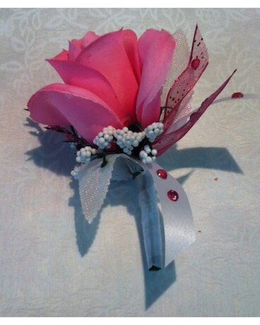 Hot Pink Rose Boutonniere Flower Arrangement