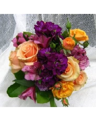 Peach Roses and Lilac Bouquet
