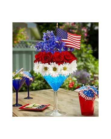 Cheers to the Red, White, & Blue Flower Arrangement