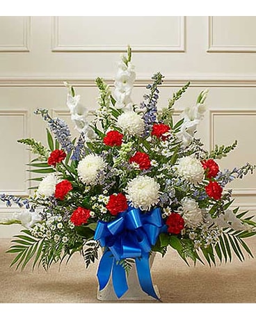 Red White And Blue Sympathy Floor Basket