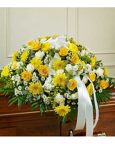 Yellow and White Half Casket Cover