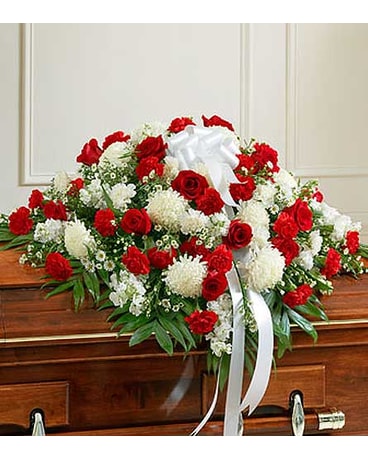 Red and White Half Casket Cover