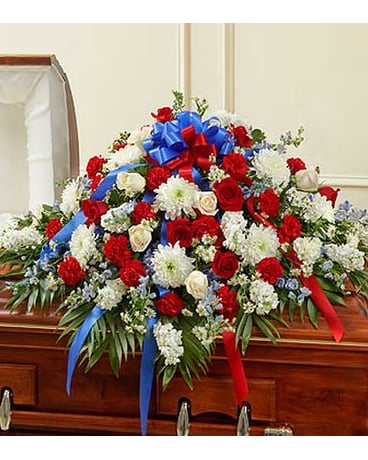 Red White and Blue Half Casket Cover
