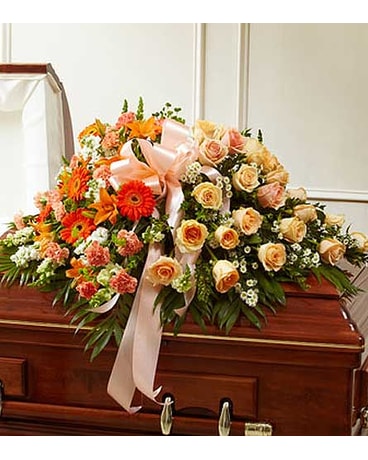 Peach, Orange, and White Half Casket Cover