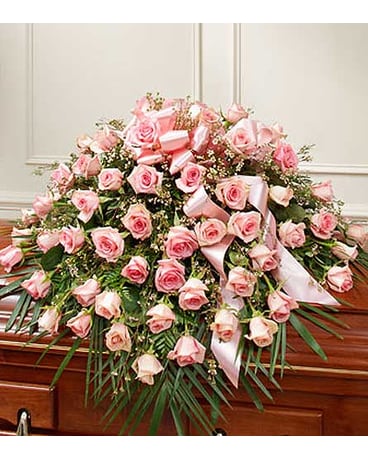 Pink Rose Half Casket Cover