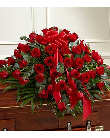 Red Rose Half Casket Cover