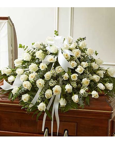White Rose Half Casket Cover