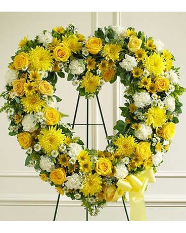 Yellow and White Standing Open Heart