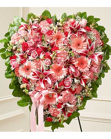 Pink Mixed Flower Heart