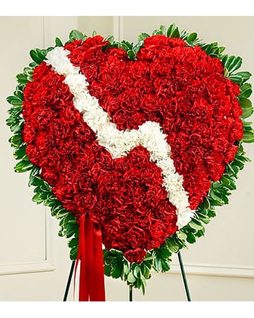 Red and White Standing Broken Heart