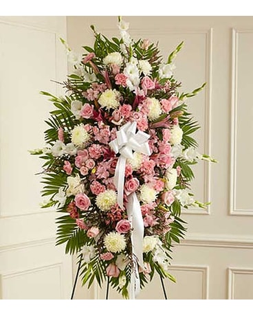 Pink and White Sympathy Standing Spray
