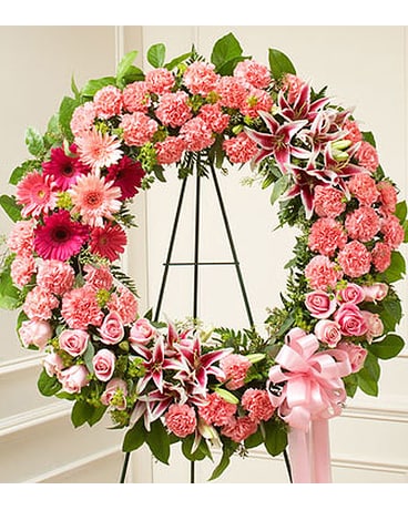 Pink Standing Wreath Flower Arrangement
