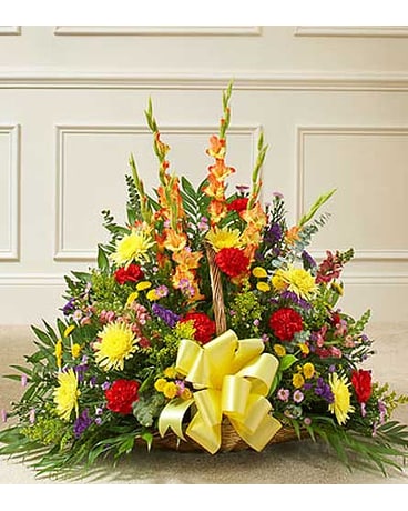 Multicolor Bright Mixed Flower Fireside Basket