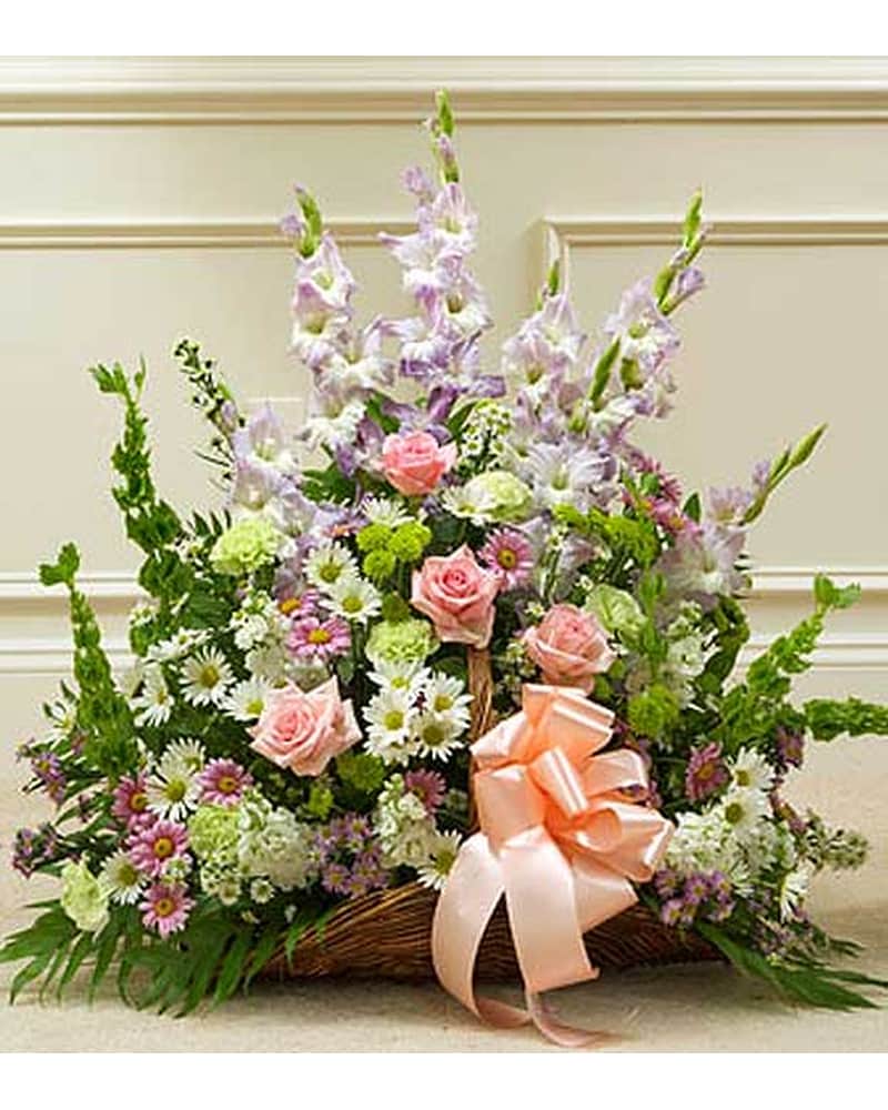 Pastel Mixed Flower Fireside Basket in Bradenton FL - Scarlett's