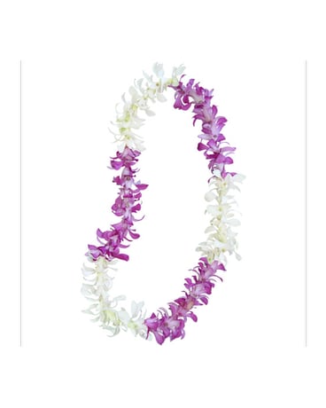 White and Purple Orchid Lei #5